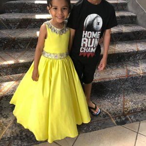 Size 4 Custom Bright yellow Pageant Gown